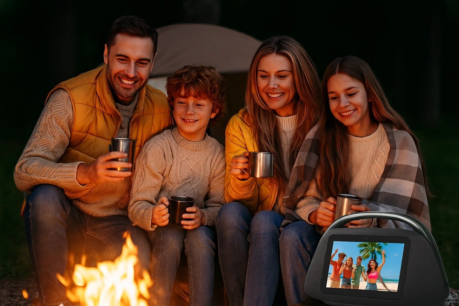 Smart Boombox Speaker with 10.1" Touchscreen, 80W Bass, Bluetooth 5.3, Android 13, HDMI & Guitar Input - Portable Speaker for Camping, Parties & Outdoor with Mic Support & 8000mAh Battery