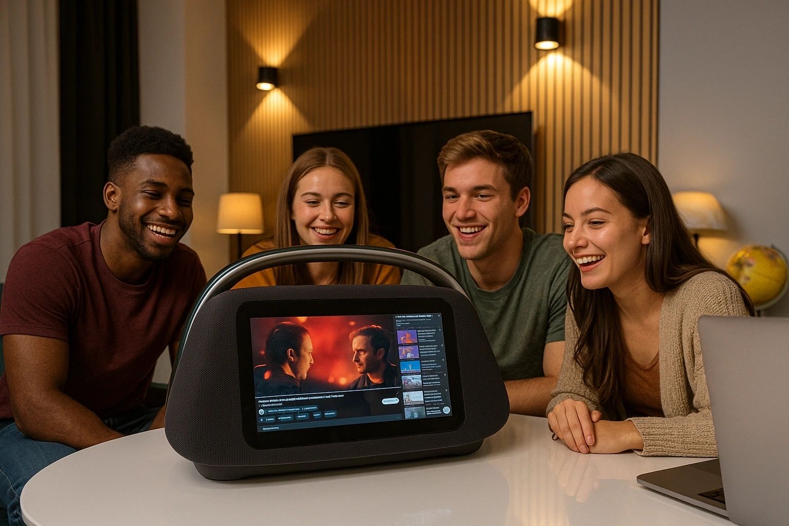 Smart Boombox Speaker with 10.1" Touchscreen, 80W Bass, Bluetooth 5.3, Android 13, HDMI & Guitar Input - Portable Speaker for Camping, Parties & Outdoor with Mic Support & 8000mAh Battery