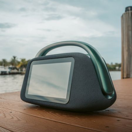 Smart Boombox Speaker with 10.1" Touchscreen, 80W Bass, Bluetooth 5.3, Android 13, HDMI & Guitar Input - Portable Speaker for Camping, Parties & Outdoor with Mic Support & 8000mAh Battery